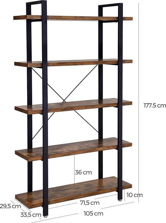 SiRaC - Industriële boekenkast met metalen frame - Vakkenkast