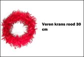 Veren krans rood 30 cm - Decoratie thema feest festival party versiering carnaval huwelijk