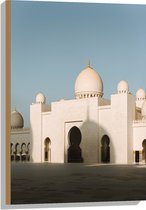 Hout - Voorkant van Sjeik Zayed Moskee - 50x75 cm - 9 mm dik - Foto op Hout (Met Ophangsysteem)
