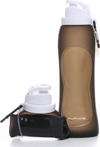 Partyzeit – Lot De 2 Gourdes Flexibles Pliables 700 Ml, Avec Mousqueton, Pour Randonnée, Voyage, Festival (noir)