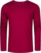 Donker Rood t-shirt lange mouwen en ronde hals merk Promodoro maat L