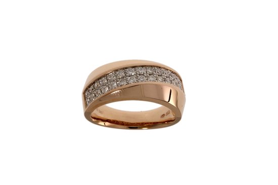 Roségoud - damesring - 14karaat – diamant – 0.59crt - uitverkoop Juwelier Verlinden St. Hubert - van €2395,= voor €1959,=