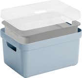 Boîte de rangement Sunware Sigma Home - 13L - Avec plateau - Bleu gris