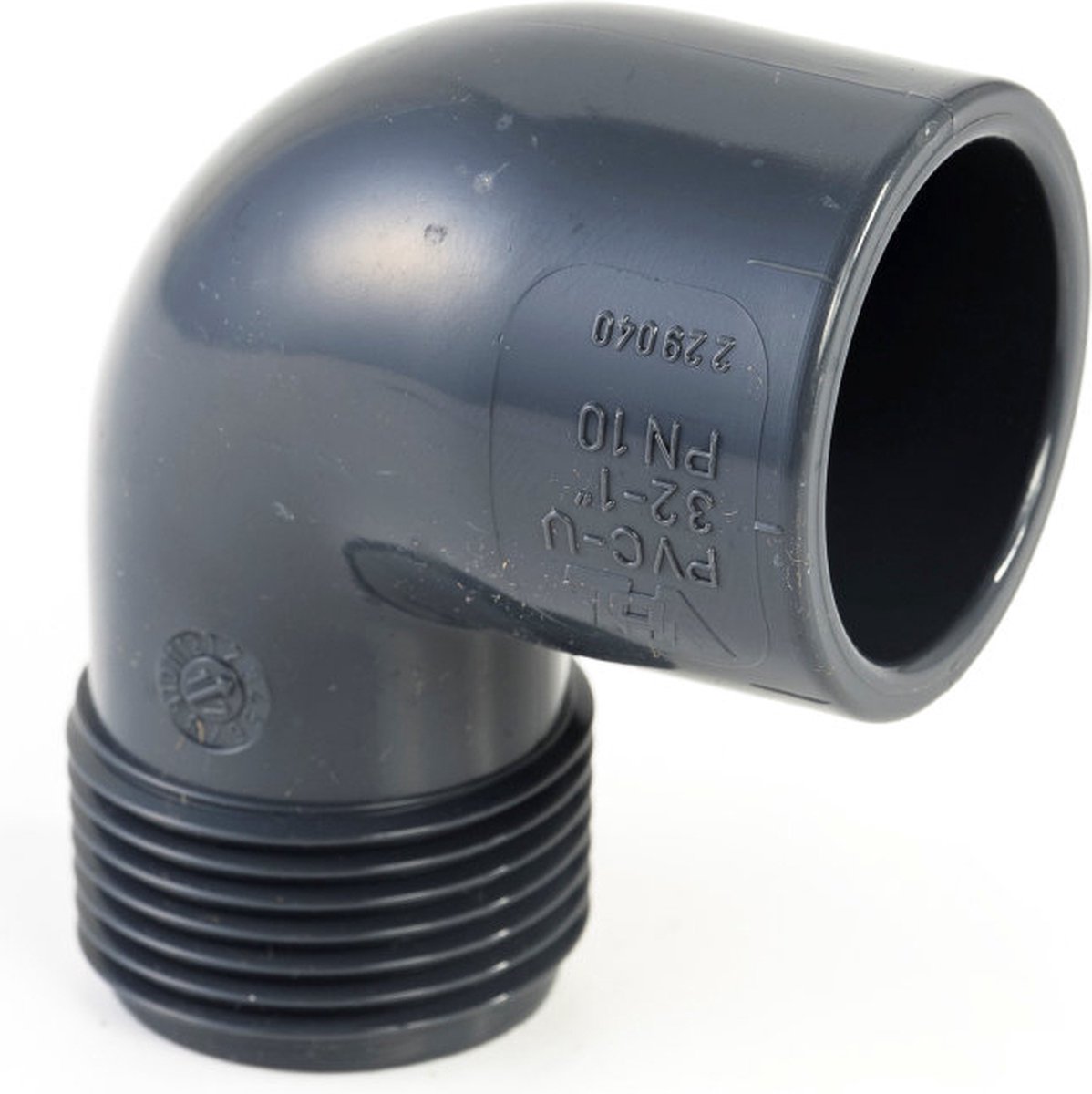 VDL draadknie 90°, pvc, inwendig lijm x buitendraad, 10 bar, 32 mm x ¾" - set 2 stuks