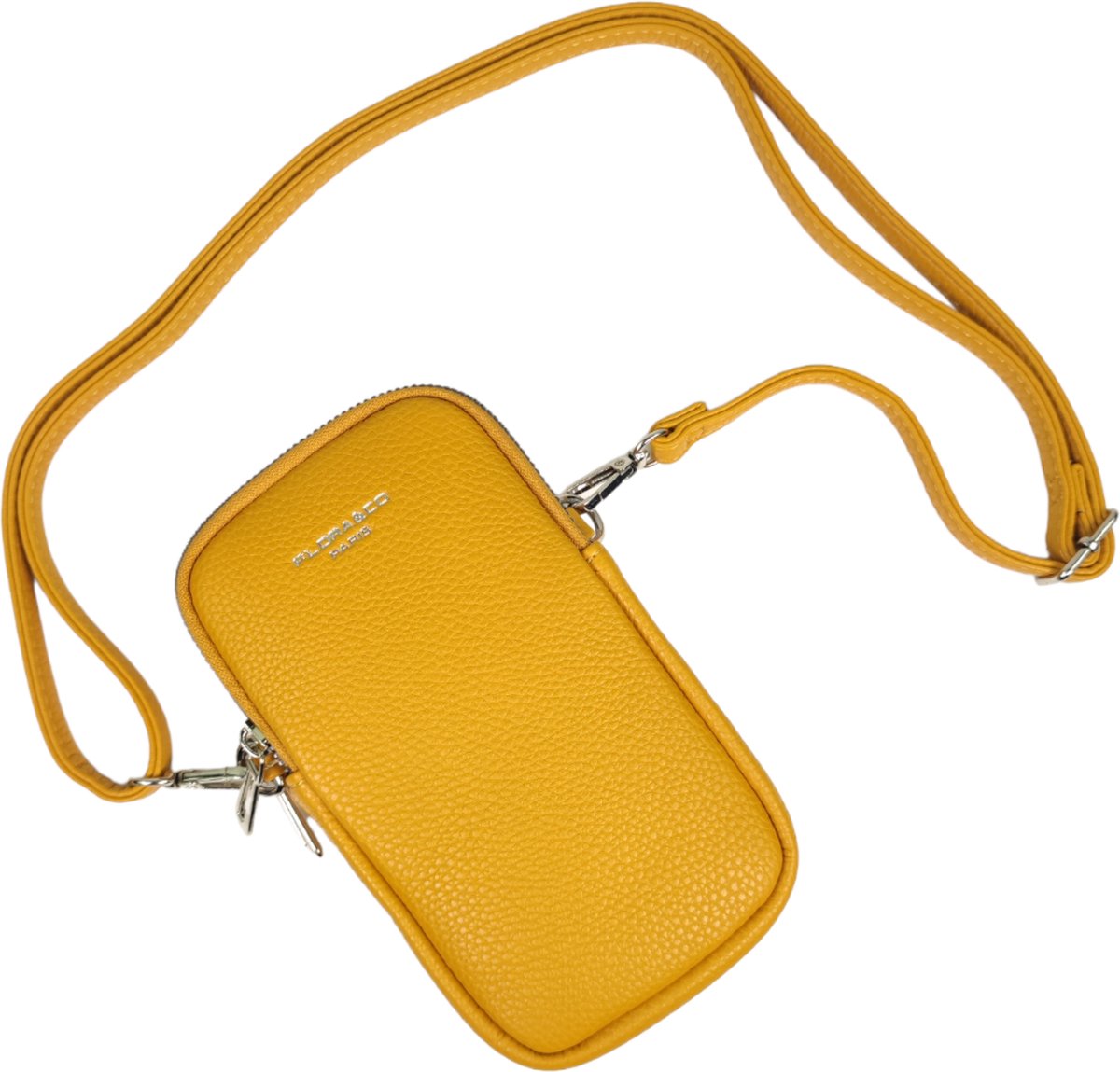 Flora & Co - Paris - Handig Crossbody hand/telefoontasje voor mobiel - gsm - geel - 2 vakken