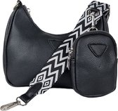 VIQRI - Tassen- Tassen dames - Compacte schoudertas - crossbody tas - dames - cadeautip - zwart - geweven schouderriem