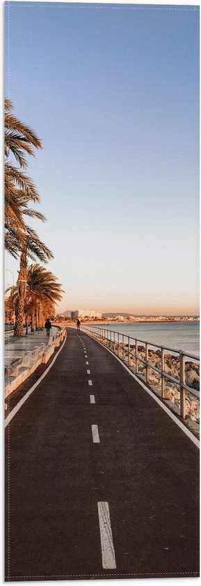 Vlag - Weg langs de Zee met Palmbomen - 20x60 cm Foto op Polyester Vlag
