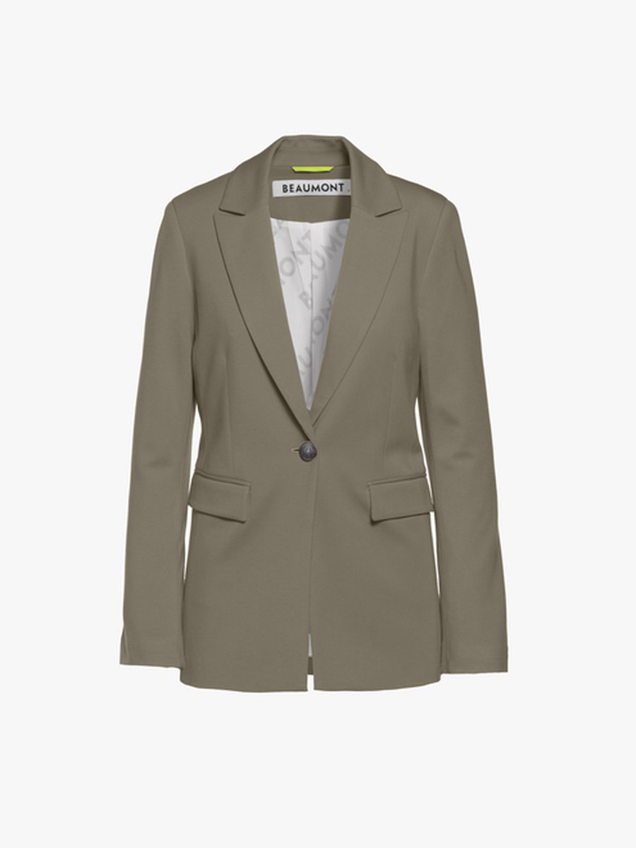 Beaumont Blazer Midlong Double Jersey Soft Khaki Green - Blazer Voor Dames - Groen - 38