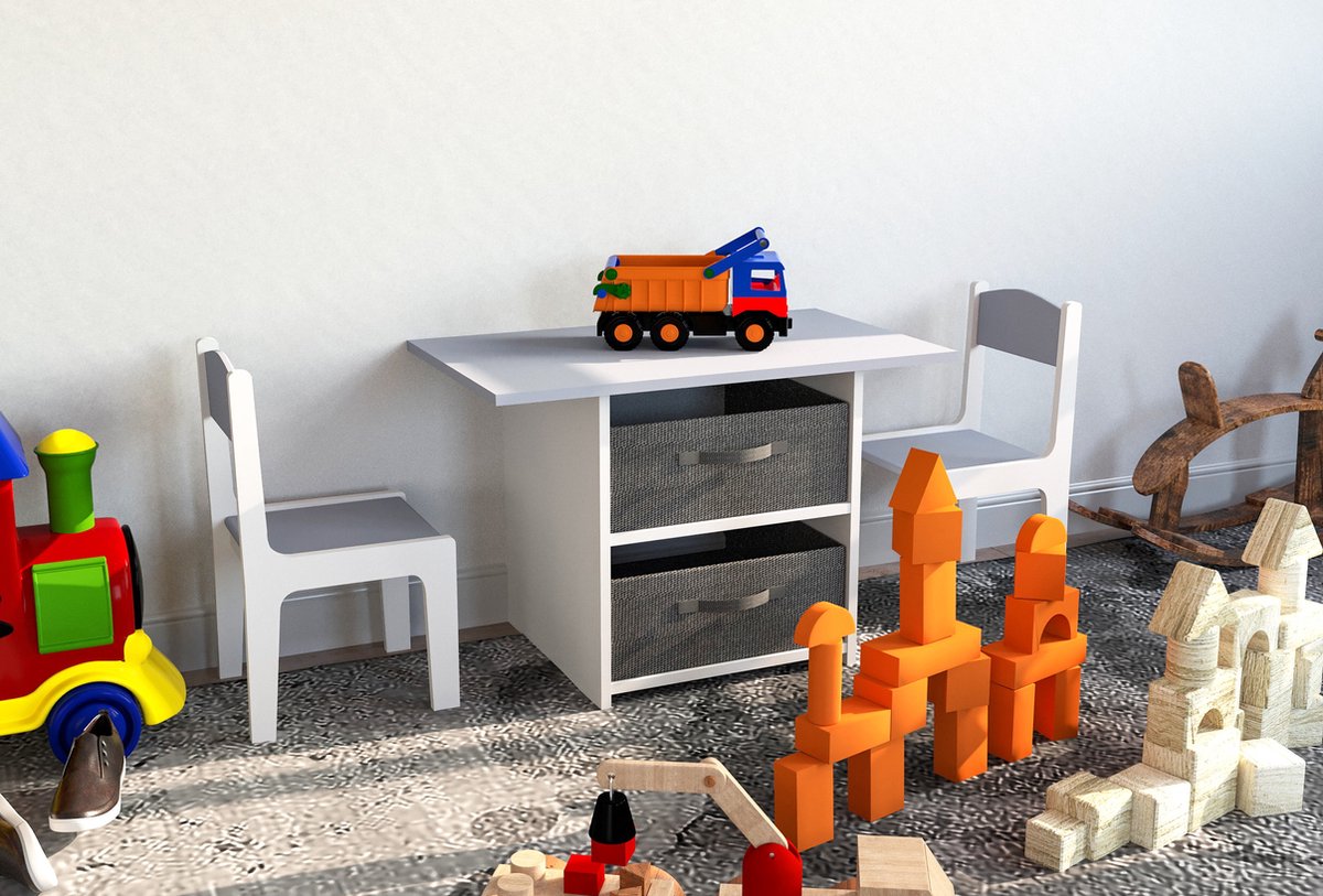 HOMCOM Ensemble table d'activité pour enfant blocs de construction
