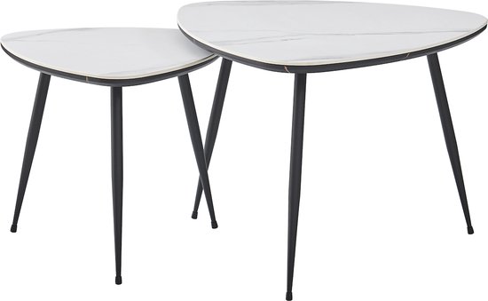 HTfurniture- Kevin- Table d'appoint en Ceramic -Trinagle White