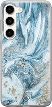 Casimoda® hoesje - Geschikt voor Samsung S23 - Marble Sea - Backcover - Siliconen/TPU - Blauw