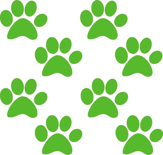 Hondenpootje / hondenpootjes - appelgroen - autostickers - 8 stuks – 4 cm x 5 cm – hondenpoot - hondensticker