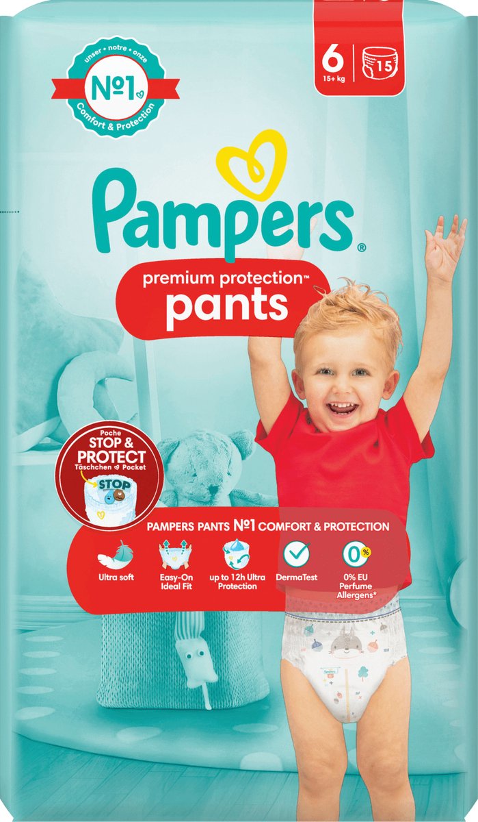 Pampers Premium Protection Pants Taille 6 (15+ kg), 132 Couches