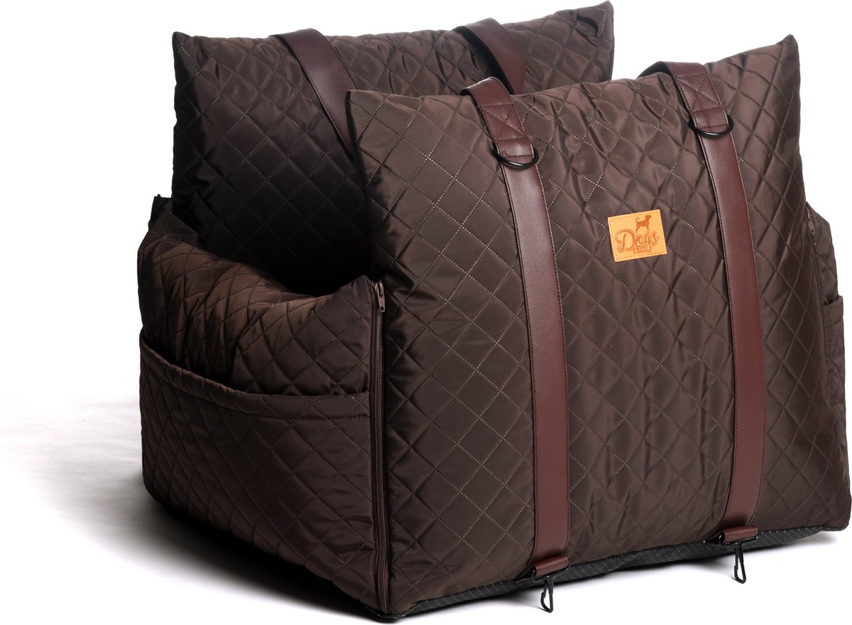 Dogs&Co Luxe Honden autostoel Royal+ Choco Waterproof Quilt