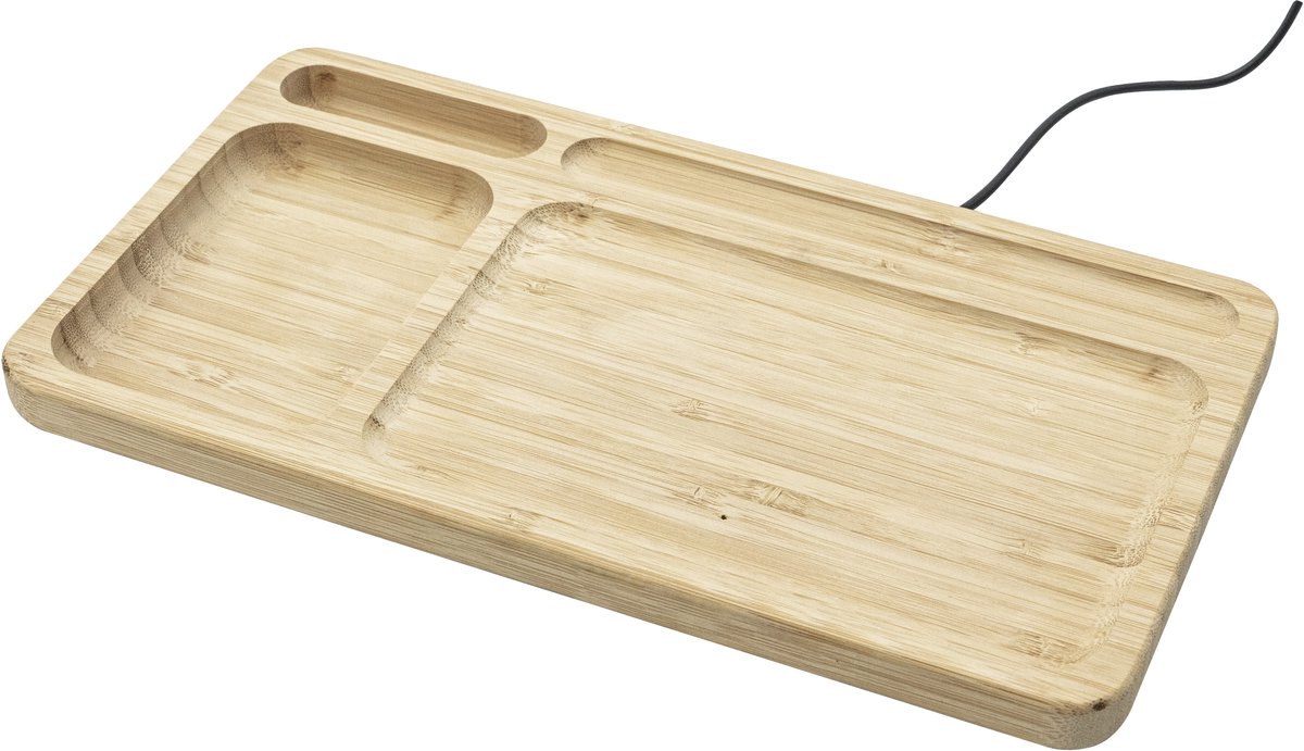 SoundLogic Draadloze Bamboe Bureau-Organizer en Oplader - Draadloos smartphone opladen van 5W
