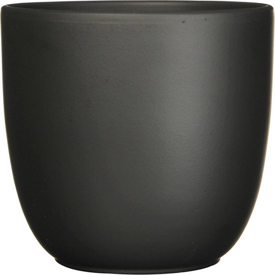 Mica Decorations Plantenpot/bloempot Tusca - 2x - Zwart - keramiek - mat - D17/H16 cm