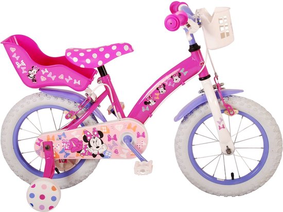 Disney Minnie la plus mignonne de tous les temps ! - Vélo pour enfants - Filles - 14 pouces - Rose - Deux freins à main