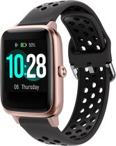 Siliconen Smartwatch bandje - Geschikt voor ID205L sport bandje - donkergrijs/zwart - Strap-it Horlogeband / Polsband / Armband