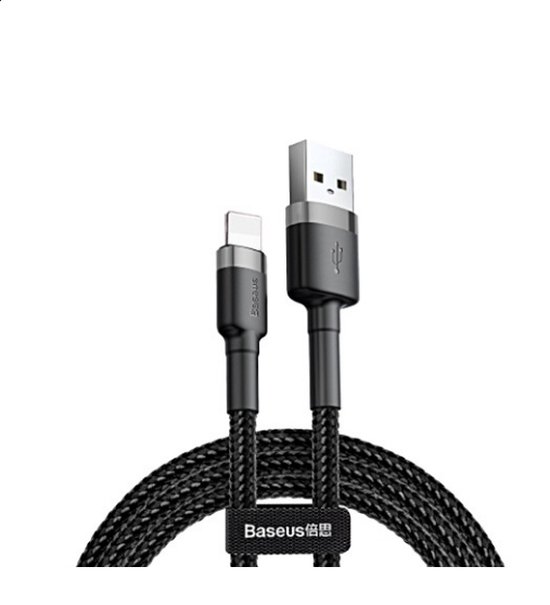 Baseus Cafule USB-A naar Apple Lightning Kabel 2.4A 1M Grijs/Zwart