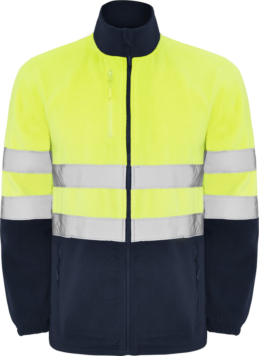 High Visibility Fleecejas Navy Blauw / Fluor Geel maat 4XL model Altair merk Roly