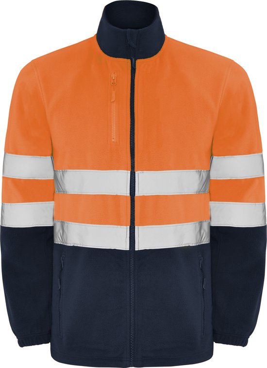 High Visibility Fleecejas Navy Blauw / Fluor Oranje maat M model Altair merk Roly