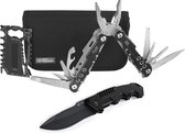 Good Experience Outdoor Giftset Zakmes, Multitool & Multicard Inc. Luxe Opbergetui - Knife - Survival Mes - Jachtmes - Survival Kit - Outdoor - Camping - Kamperen - In Cadeau Verpakking