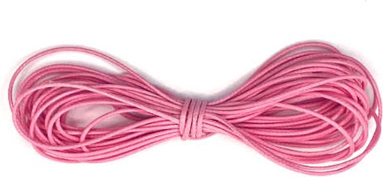 Bundel roze waxkoord met een dikte van 1 mm.