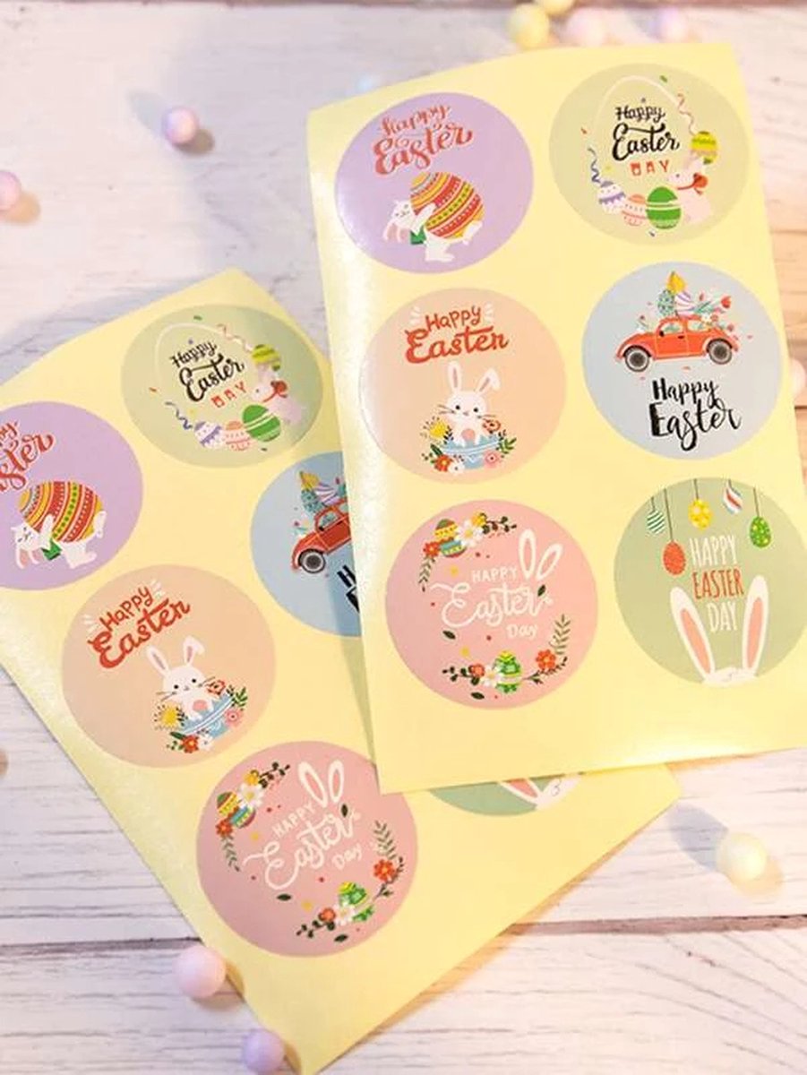 Paas Sticker - Sluitsticker - 6 assorti - Sluitzegel Pasen - Happy Easter - Ei - Kuiken - Konijn - Vlag | Kaart - Envelop | Fijne Paasdagen - Paasfeest | Kids - Kind | Envelop stickers | Cadeau - Gift - Cadeauzakje - Traktatie | Chique inpakken — afbeelding 4