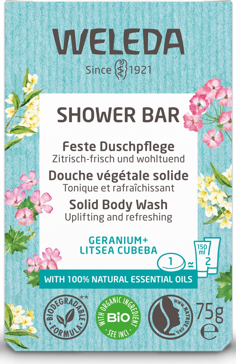 Goedkoopste WELEDA - Shower Bar - Geranium Litsea cubeba - 75g - 100 natuurlijk