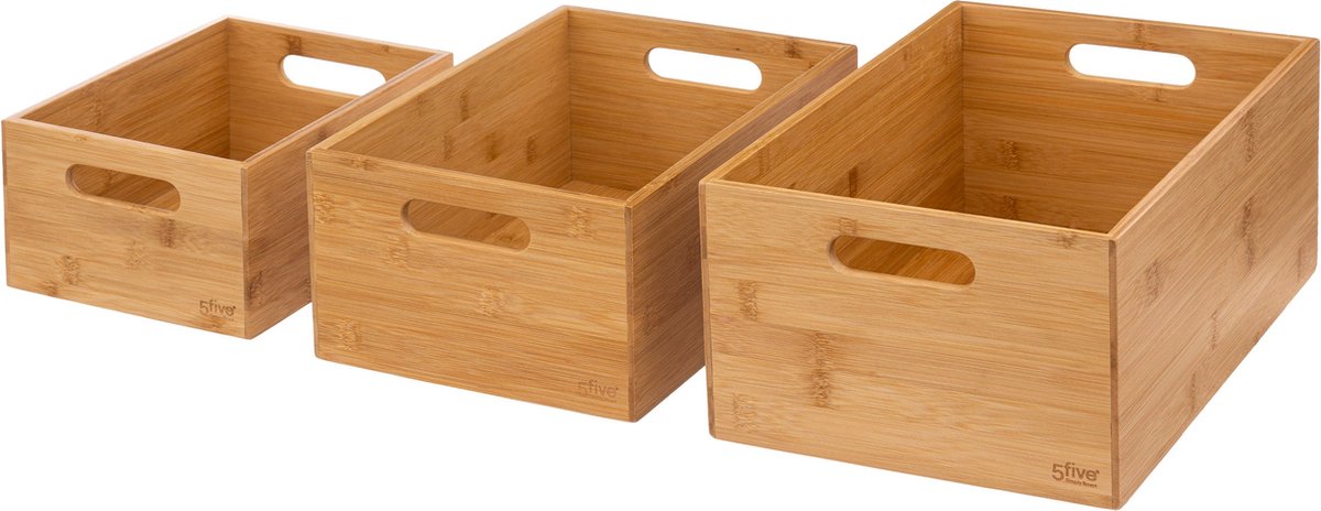 5Five - opbergmand - 3 stuks - Opbergbox - 15x37x23 cm - Rechthoekig