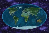 Fotobehang - Vlies Behang - Planeet Aarde vanuit de Ruimte - 152,5 x 104 cm
