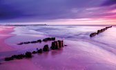 Fotobehang - Vlies Behang - Zee in de Avond - Oceaan - Strand - 416 x 254 cm