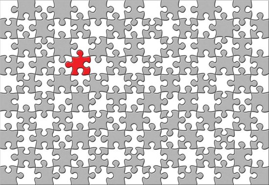 Fotobehang - Vlies Behang - Muur van Puzzelstukjes - Puzzel - 416 x 290