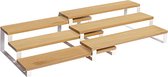 Étagères à Étagères à épices de cuisine, lot de 2, chacune avec 3 étagères, bambou, extensible, empilable, pour garde-manger, cuisine, plan de travail, blanc naturel KCS016N02