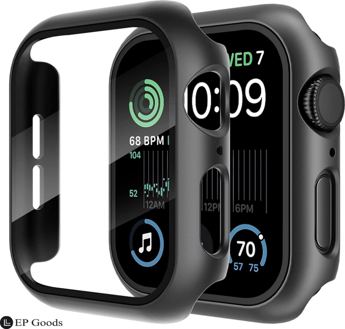 EP Goods - Full Cover/Hoesje - Screen Protector - Geschikt voor Apple Watch Series 4/5/6/SE 40mm - Hardcase - Protection - Zwart