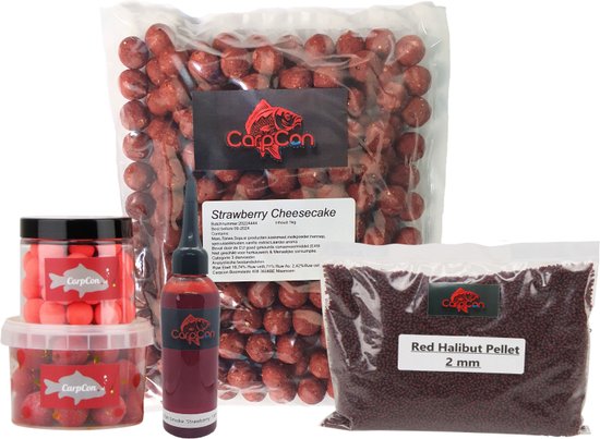 Cadeau Voerpakket 'Strawberry Red' Groot - met Boilies, Pop-Ups, Bait Smoke, Pellets & Hookbaits - Karper/hengelsport cadeau - Kado voor Vissers van cadeau — afbeelding 2