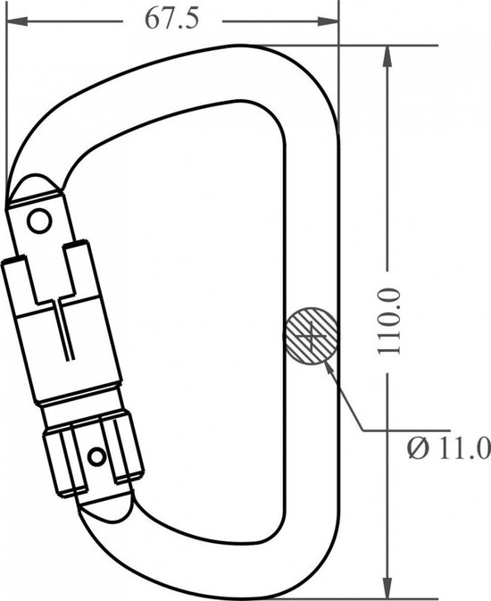 Karabijnhaak aluminium met autom. vergrendeling 21 mm drievoudig