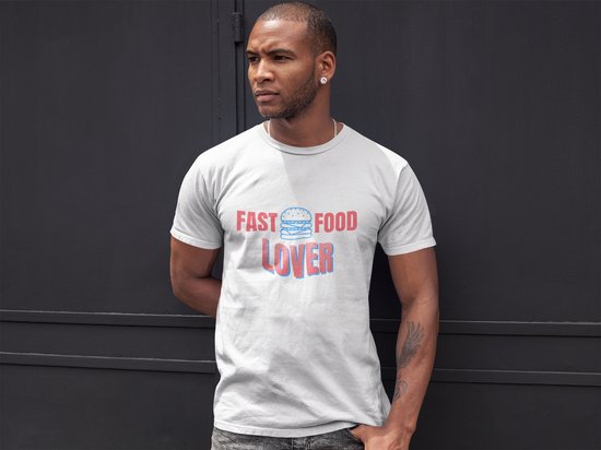 Shirt - Fast food lover - Wurban Wear | Grappig shirt | Dieet | Unisex tshirt | Fast food | Airfryer | Sport | Verwenpakket | Wit
