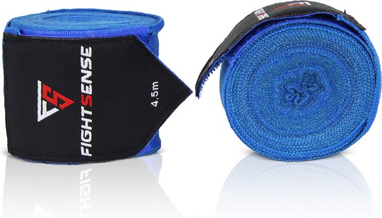 Foto: Fightsense handwraps boksen kickboks bandage blauw 4 5m