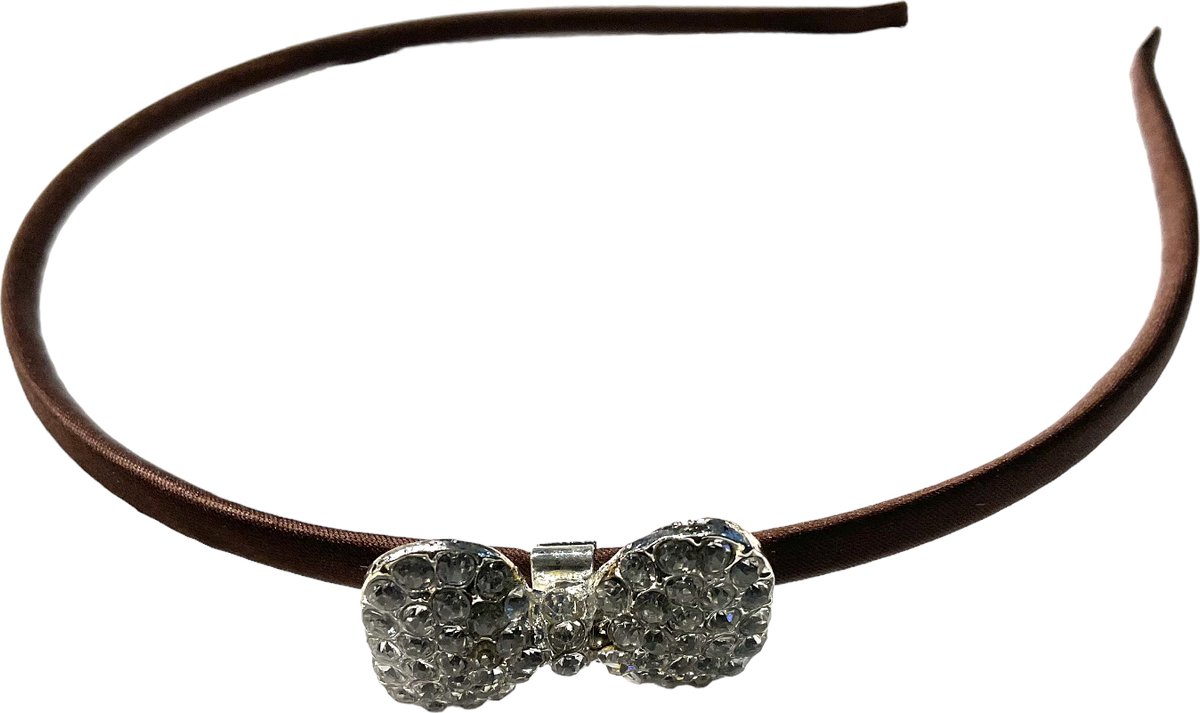 Haarband - Diadeem - Strass - Strik - Bruin (604)