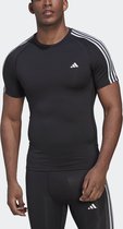 adidas Performance Techfit 3-Stripes Training T-shirt - Heren - Zwart- L