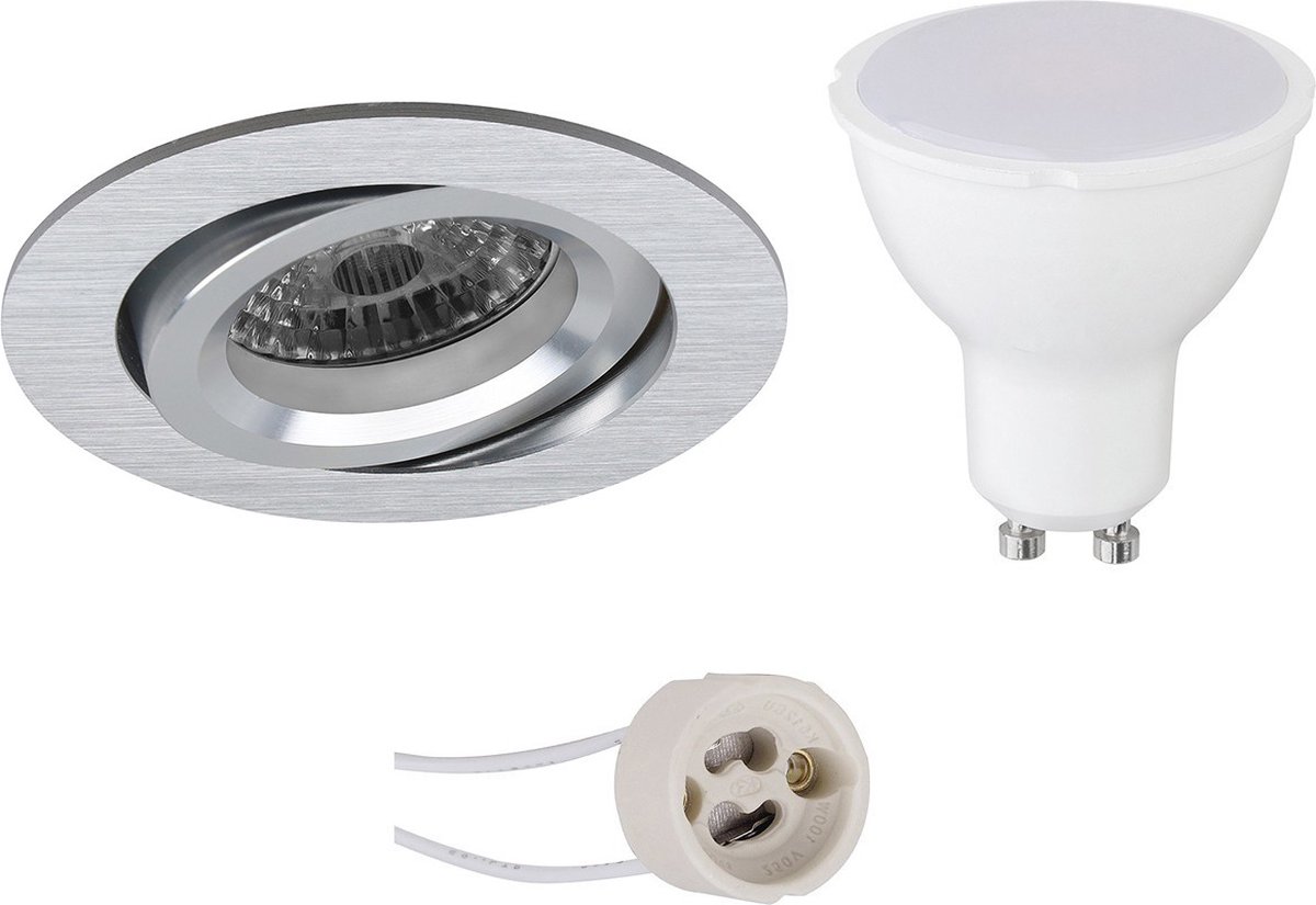GU10 Inbouwspot Set - Mat Zilver - Inbouw Rond - Kantelbaar - Proma Aerony Pro - 4W - Warm Wit 3000K - Ø82mm