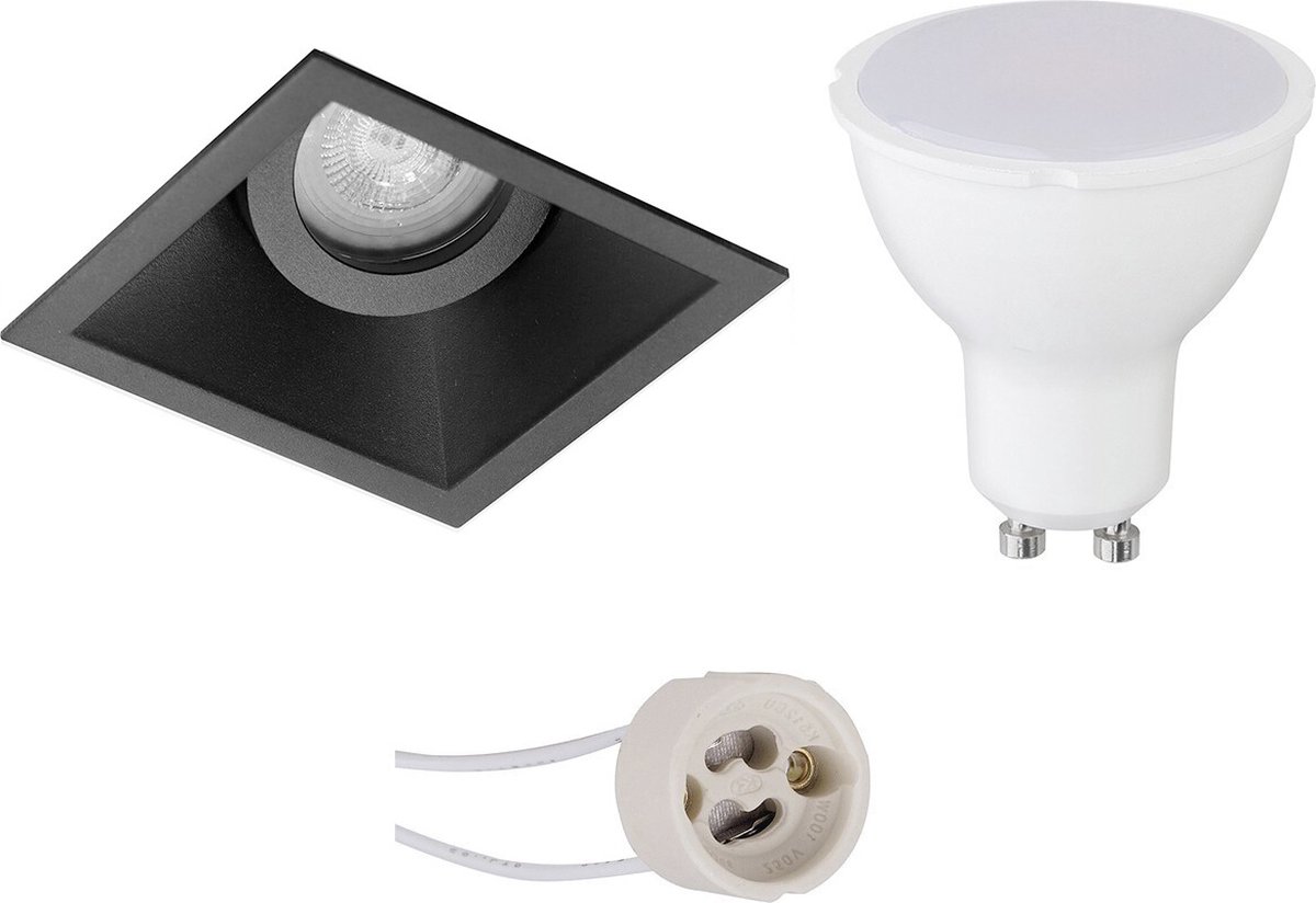 GU10 Inbouwspot Set - Mat Zwart - Inbouw Vierkant - Kantelbaar - Proma Zano Pro - 4W - Warm Wit 3000K - 93mm