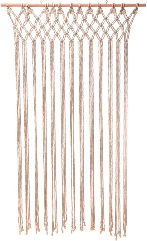 Katoenen Deurgordijn Naturel - 90x180 cm - Macrame Gevlochten
