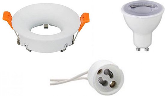 LED Spot Set - GU10 Fitting - Dimbaar - Inbouw Rond - Mat Wit - 6W - Natuurlijk Wit 4200K - Ø85mm