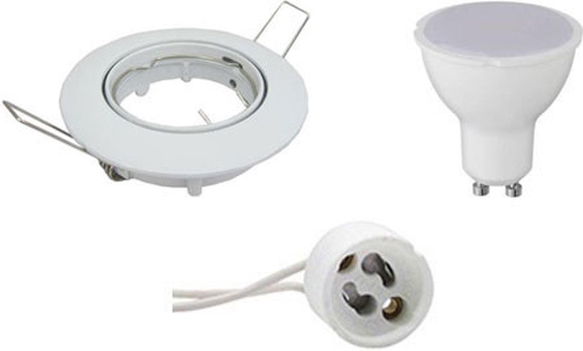 GU10 Inbouwspot Set - Glans Wit - Inbouw Rond - Kantelbaar - 4W - Warm Wit 3000K - Ø82mm