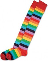 New Age Devi - 2 Paar Rainbow over the knee socks - Fel gekleurde kousen gestreept
