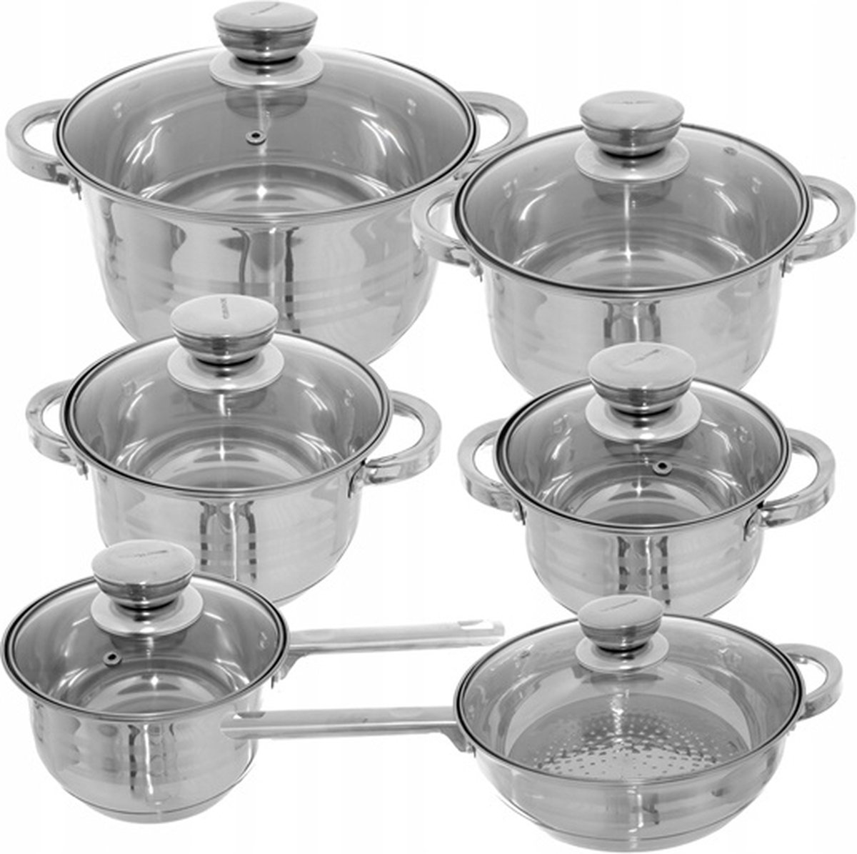 Messi Verona - Luxe Pannenset - RVS - 12 delig - 9-laags bodem