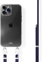 xoxo Wildhearts siliconen hoesje - Geschikt voor iPhone 13 Pro Max - Navy Overload - Telefoonhoesje - Hoesje met koord - telefoonkoord - Donkerblauw - Transparant hoesje