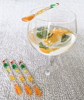 Mapart-Roerstaafjes-Glas-Set van 4-oranje, geel, groen